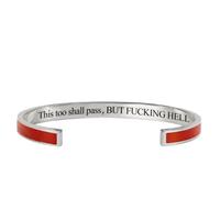 Générique This Too Shall Pass Mantra Cuff Bracelet, BUT FUCKING HELL,Engraved Motivational Cuff Bracelet Hidden Message Encouragement Jewelry Gifts for Women