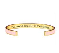 Générique This Too Shall Pass Mantra Cuff Bracelet, BUT FUCKING HELL,Engraved Motivational Cuff Bracelet Hidden Message Encouragement Jewelry Gifts for Women (G)