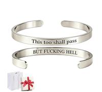 Générique This Too Shall Pass Mantra Cuff Bracelet,BUT FUCKING HELL Motivational Bangle,Hidden Message Encouragement Jewelry Accessory,Gifts for Women Friends,Sister,Coworker