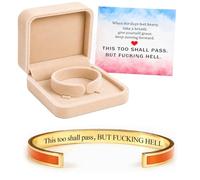 Générique This Too Shall Pass Mantra Cuff Bracelet, Hidden Engraved But F***ing Hell Adjustable Inspirational Bangle, Motivational Jewellery Gift for Women (Orange-Gold)