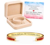 Générique This Too Shall Pass Mantra Cuff Bracelet, Hidden Engraved But F***ing Hell Adjustable Inspirational Bangle, Motivational Jewellery Gift for Women (Red-Gold)