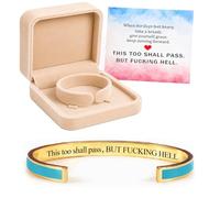 Générique This Too Shall Pass Mantra Cuff Bracelet, Hidden Engraved But F***ing Hell Adjustable Inspirational Bangle, Motivational Jewellery Gift for Women (Blue-Gold)
