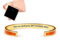 Générique This Too Shall Pass Mantra Cuff Bracelet with Gift box, Engraved Motivational Cuff Bracelet Hidden Message Encouragement Jewelry Gifts for Women (F)
