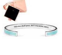 Générique This Too Shall Pass Mantra Cuff Bracelet with Gift box, Engraved Motivational Cuff Bracelet Hidden Message Encouragement Jewelry Gifts for Women (C)