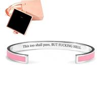 Générique This Too Shall Pass Mantra Cuff Bracelet with Gift box, Engraved Motivational Cuff Bracelet Hidden Message Encouragement Jewelry Gifts for Women (Y)