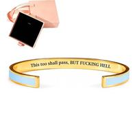 Générique This Too Shall Pass Mantra Cuff Bracelet with Gift box, Engraved Motivational Cuff Bracelet Hidden Message Encouragement Jewelry Gifts for Women (N)