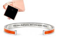 Générique This Too Shall Pass Mantra Cuff Bracelet with Gift box, Engraved Motivational Cuff Bracelet Hidden Message Encouragement Jewelry Gifts for Women (J)