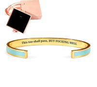 Générique This Too Shall Pass Mantra Cuff Bracelet with Gift box, Engraved Motivational Cuff Bracelet Hidden Message Encouragement Jewelry Gifts for Women (E)