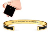 Générique This Too Shall Pass Mantra Cuff Bracelet with Gift box, Engraved Motivational Cuff Bracelet Hidden Message Encouragement Jewelry Gifts for Women (H)