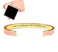 Générique This Too Shall Pass Mantra Cuff Bracelet with Gift box, Engraved Motivational Cuff Bracelet Hidden Message Encouragement Jewelry Gifts for Women (M)