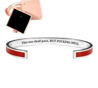 Générique This Too Shall Pass Mantra Cuff Bracelet with Gift box, Engraved Motivational Cuff Bracelet Hidden Message Encouragement Jewelry Gifts for Women (D)