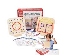 Générique Threading Board Wooden 6.3x5.51x1.38 inches Threading Set | Early Learning Activity Fine 6.3x5.51x1.38 InchesMotor Skill Toys For Preschooler Ages 3+ Travel Game For Car Road Trip Plane