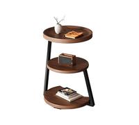 Générique Three-Tier Round Side Table, Small Sofa Side Table, Sofa Table with Metal Frame, Suitable for Living Room, Bedroom, Bedside, Rustic Brown