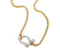 Générique Ti Steel Collier Mousqueton Unisexe Finition Plaqué Or Décoration de Cou pour Accessoire de Mode Quotidienne Mousqueton Design Pendentif Cravate