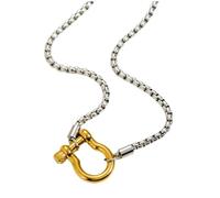 Générique Ti Steel Collier Mousqueton Unisexe Finition Plaqué Or Décoration de Cou pour Accessoire de Mode Quotidienne Mousqueton Design Pendentif Cravate