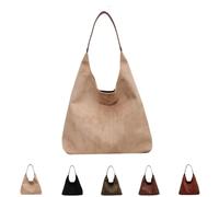 Générique Tiaastaps Brown Tote Bag, Tiaastaps Suede Tote Bag For Women, Brown Suede Boho Bags, For All Occasions, Versatile Handbag, Browns Shoulder Bags (Off white)