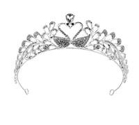 Générique Tiare Élégante Mariage en Alliage et Cristal Argenté Forme Cygne et Cœur D'amour, Accessoire Coiffure Léger pour Engagements et Fêtes