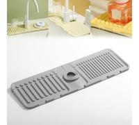 Générique Tidy Splash Faucet Guard & Draining Mat, Emboadlie Draining Mat, Silicone Faucet Mat for Kitchen Sink, Sink Splash Guard Slip Drain Pad for Kitchen, Bathroom (3 Pcs,Grey)