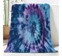 Générique Tie Dye Couverture Toutes Saisons à Artistique Dégradé Tourbillon - Plaid Douillet Réversible et Couvre-lit en Peluche Bleu, Couverture Moelleuse pour Adultes et Enfants 150 x 200 cm