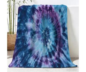 Générique Tie Dye Couverture Toutes Saisons à Artistique Dégradé Tourbillon - Plaid Douillet Réversible et Couvre-lit en Peluche Bleu, Couverture Moelleuse pour Adultes et Enfants 150 x 200 cm