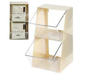 Générique Tier - Tea Bag Holder, Two Level Cabinet Support, Teabag Rack Counter Shield, Beverage Station Management, Pantry Category, Clear Acrylic Finish for Coffee Bar Countertop Office