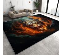 Générique Tiger Flame Paillasson 50x80 cm 3D Wild Animals Carpette Flanelle Antidérapant Lavable Poil Court Tapis pour Entrée Salle de Bain Cuisine Q-14