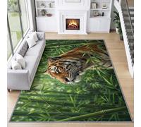Générique Tigre Bambou Doux Tapis 60x90 cm | Poil Ras Utilisable toute l'année Nature Forêt Animal Tapis, pour Chambre Salle Manger Bureau Cuisine