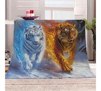 Générique Tigre Courant dans La Neige-07 Plaid Couverture Polaire Flanelle en Microfibre,Jeté de Canapé 130x150 Animal,Plaid Chaud et Doux en Peluche