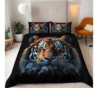 Générique Tigre Housse de Couette 140x200cm Motif Animal Tigre Enfants Parure de Lit 1 Personnes en Microfibre Set Housse de Couette avec Fermeture Éclai avec 2 Taies d'oreiller 65x65cm