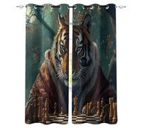 Générique Tigre Rideau Occultant Salon 75x166cm, Tigre Animal De La Forêt Rideau Occultant Thermiques Rideaux À Oeillets, Anti Bruit, pour Salon Et Chambre, Exterieur Terrasse Lot De 2
