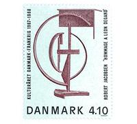 Générique Timbre du Danemark Neuf de Collection de 1988. Émission Commune avec la France : Art, R. Jacobsen