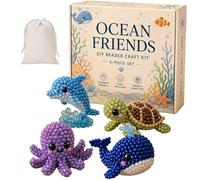 Générique Tiny 3D Beaded Animal DIY Kit, Cute 3D Animal Beads Craft Jewelry Making Kit with 4 Designs and Instructions, Creative DIY Projects for Adults Beginner & Teens (Sea)