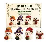 Générique Tiny 3D Beaded Ghost Kit, Cute Ghost Bead Making DIY Kit, Creative Handmade Beading Kits for Halloween Adults Beginners Teens