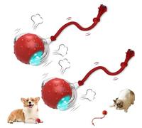 Générique Tiny Fetch Ball Dog Toy, Tiny Fetch Dog Toy, 360°Smart Automatic Rolling Electric Dogs Ball Toys with Birdsong, for Dogs and Cat,Tough Chew Proof (Red*2)