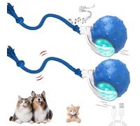Générique Tiny Fetch Ball Dog Toy, Tinyfetch Interactive Motion Dog Cat Toys Balls, 360°Smart Automatic Rolling Electric Dogs Ball Toy with Birdsong, Fast Moving Toys, Tough Chew Proof (2*Blue)