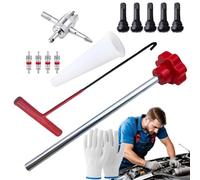 Générique Tire Valve Stem Removal Tool - Valve Stem Core Removal Tool | 13-Piece Kit | Valvé Core Wrench, Puller Installer, for Car Truck Motorcycle Bicycle Tire Repair and Patching (Iron+Rubber)