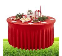 Générique Tischdecke Mit Rock - 6 Ft 9 Ft Party Runde Kräusel Tischdecken - Tischüberwurf Rote Für Hochzeit Baby Shower Geburtstag Bankett Buffet | Klassenzimmer Versammlungen Feiertag Lehrer