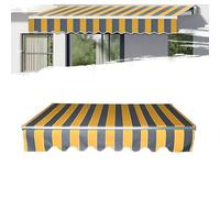 Générique Tissu de Rechange pour Store banne de terrasse, Couverture de Balcon extérieur, Anti-UV et imperméable, Toile de Remplacement rayée avec Volant, sans Cadre(14x10ft)