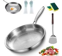 Générique Titancore Titanium Hammered Pan Pro, Siraat Pure Titanium Pan Hammered Pattern, Stainless Steel with Lids, Scratch-Resistant Non Stick, Even Heating (11.81in,No Lid)