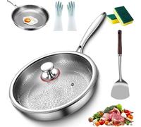 Générique Titancore Titanium Hammered Pan Pro, Siraat Pure Titanium Pan Hammered Pattern, Stainless Steel with Lids, Scratch-Resistant Non Stick, Even Heating (11.02in,With Lid)