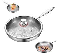 Générique Titanium Hammered Pan Pro with Lid, Titanium Frying Pans for Cooking, Scratch-Resistant Non Stick Nutri Frying Pan for Cooking Stovetops, Induction Cooktops (M (11.02in),With cover)