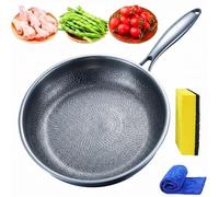Générique Titanium Hammered Pan Pro With Lid, Uncoated Fish Scale Hammer Pattern Titanium Frying Pan, Fast And Even Heating,Thickened,Ultra-Durable,Scratch-Resistant (28cm, no lid)