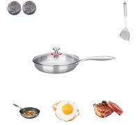 Générique Titanium Pan, Pure Titanium Hammered Pan Pro Titaniums,Non Stick Frying Pans, Scratch-Resistant, Even Heating, Multifunctional, Lasts Longer, Cookware For All Stovetops (With Lid) (1, 26cm)