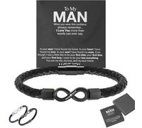 Générique To My Man - Personalized Infinity Woven Leather Bracelet, Mens Leather Bracelet Personalized Gifts for Men, Boyfriend - Perfect for Xmas, Birthday, Anniversary (Black)