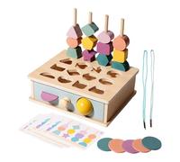 Générique Toddler Shape Sorter, Wooden Learning Toy, Preschool Activity Set, 8.66x6.89x2.83 inches Colorful Sequencing Blocks, Lacing Beads Game, for Early Stem Play, Skill Building
