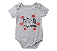 Générique Toddler Sport Outfits Infantile bébé garçons filles manches courtes fête des mères imprime barboteuse body nouveau-né (Grey, 6-12 Months)