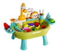 Générique Toddler Water Table Toy - 4-in-1 Kids Play Sink with Electric Faucet, Pretend Kitchen & Fishing Game | Outdoor Summer Sand & Water Table,Children's Play Kitchen Gift for Boys Girls