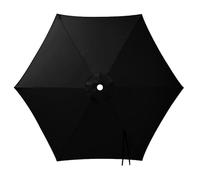 Générique Toile de Parasol Déporté Remplacement Canopy 6 Baleines, 2 2.15 2.3 2.5 2.7 2.8 3.0m Auvent de Remplacement pour Parasol, Protection UV, pour Terrasse Jardin Plage(Black,2.15m/7.1ft)