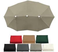 Générique Toile De Rechange Imperméable pour Parasol 3 Têtes À 12 Baleines - Protection UV 30+ - Détachable - Auvent De Remplacement pour Balcon, Plage, Jardin Et Terrasse(Light Gray)