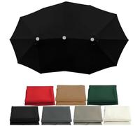 Générique Toile De Rechange Imperméable pour Parasol 3 Têtes À 12 Baleines - Protection UV 30+ - Détachable - Auvent De Remplacement pour Balcon, Plage, Jardin Et Terrasse(Noir)